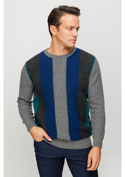 Erkek Sıfır Yaka Önü Renkli Yürütmeli Yün Kazak Füme indirimleri