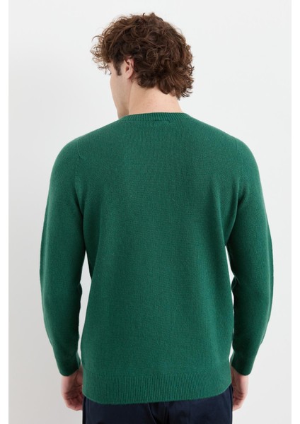 Erkek Sıfır Yaka Basic Yün Kazak Ö.başı