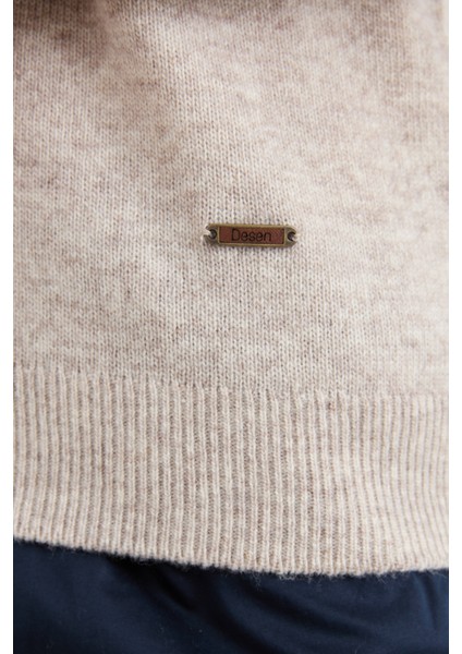 Erkek V Yaka Basic Yün Kazak V.bej fırsatları