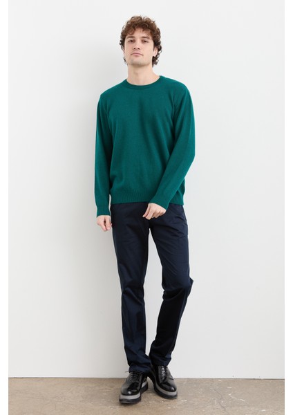 Erkek Sıfır Yaka Klasik Yün Kazak K.ö.başı