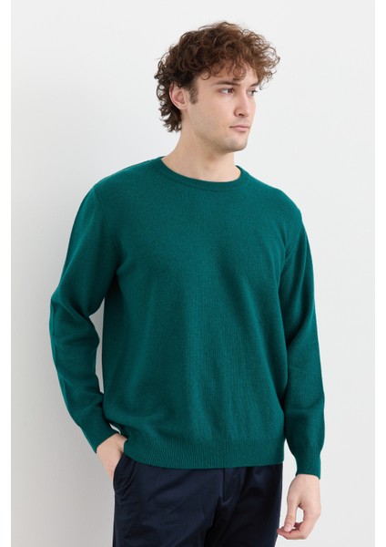 Erkek Sıfır Yaka Klasik Yün Kazak K.ö.başı