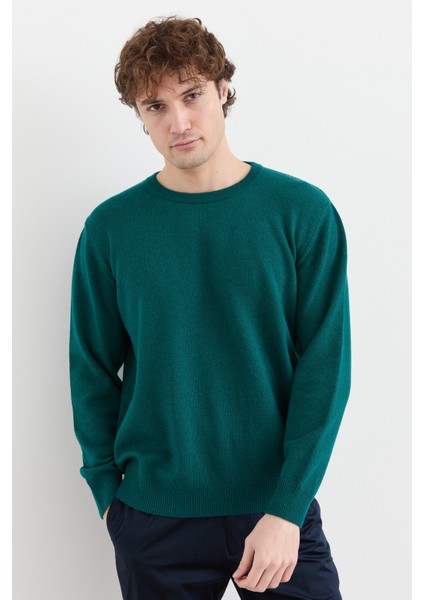 Erkek Sıfır Yaka Klasik Yün Kazak K.ö.başı