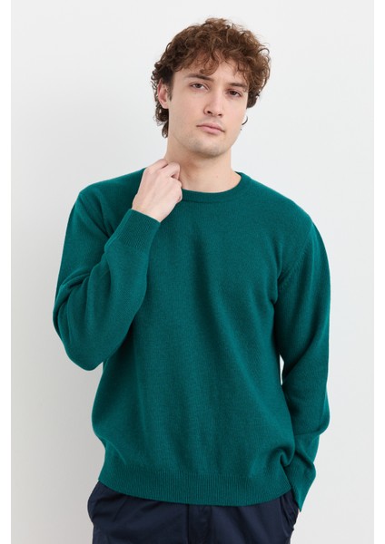 Erkek Sıfır Yaka Klasik Yün Kazak K.ö.başı