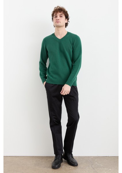 Erkek V Yaka Basic Yün Kazak Ö.başı