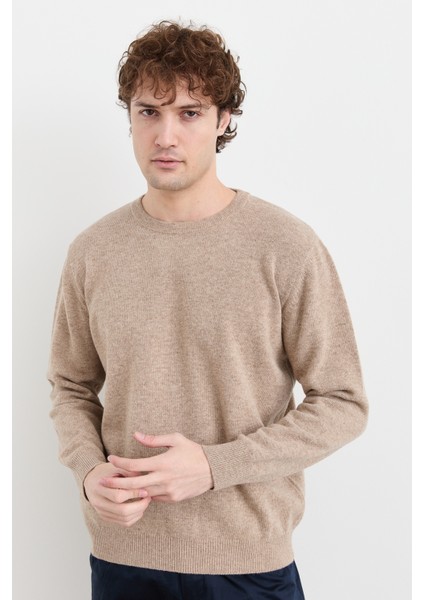 Erkek Sıfır Yaka Klasik Yün Kazak K.bej fırsatları