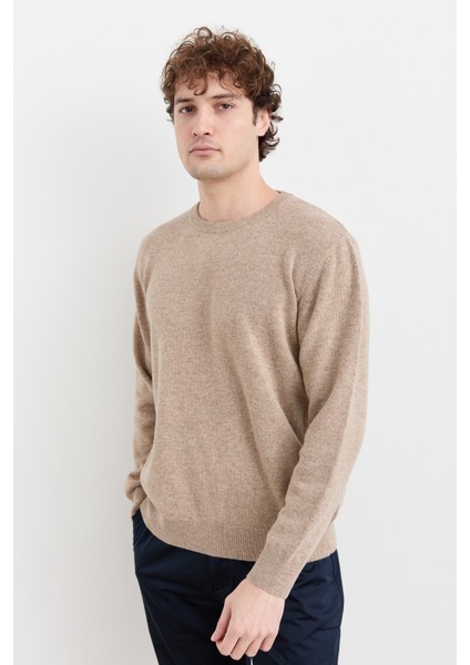 Erkek Sıfır Yaka Klasik Yün Kazak K.bej indirimleri