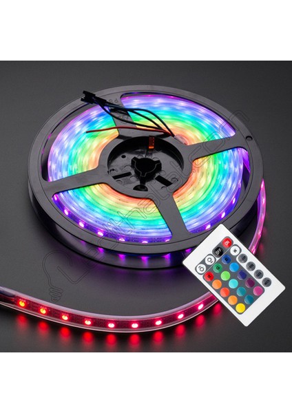 Rgb Şerit 5 Metre 16 Renkli Kumandalı Adaptörlü Çift Taraflı Bant