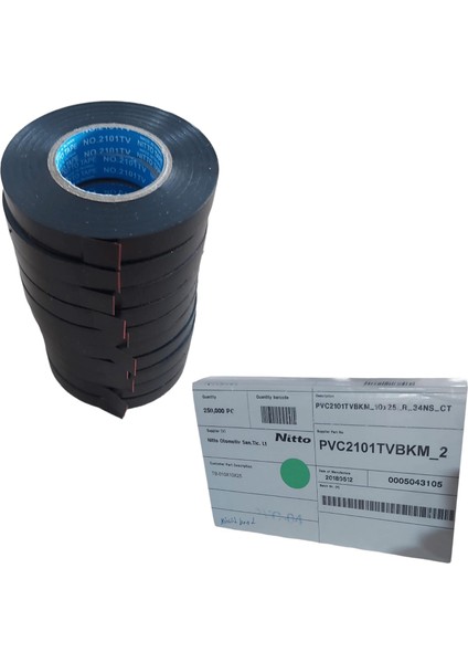 Siyah Nitto Elektrik Izola Bant 10 Adet Bant Elektrikçi Bantı Izole 1 Paket (1 Cm*25 M)