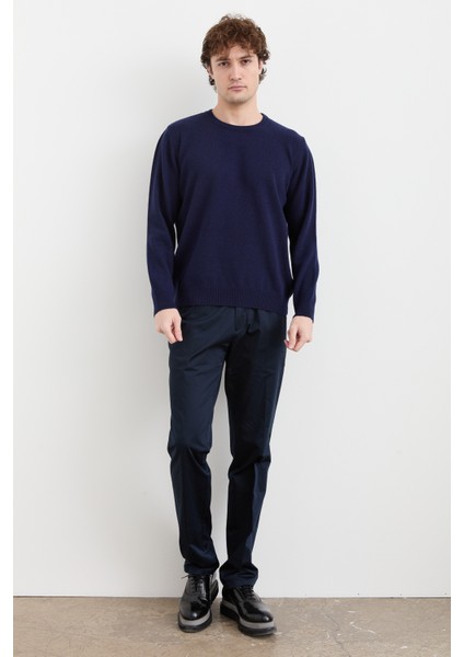 Erkek Sıfır Yaka Klasik Yün Kazak Y.a Lacivert