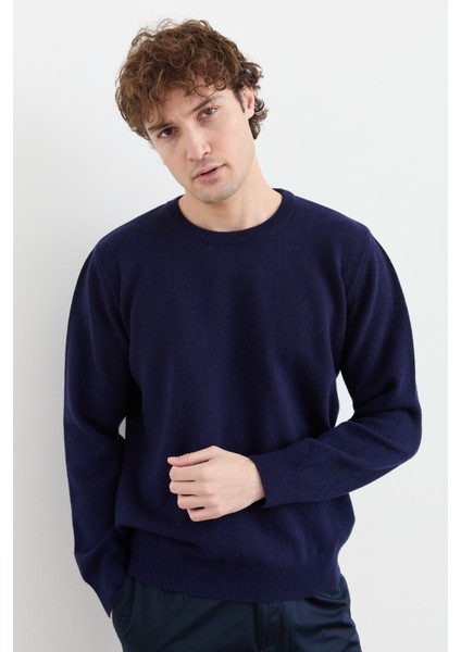 Erkek Sıfır Yaka Klasik Yün Kazak Y.a Lacivert modelleri