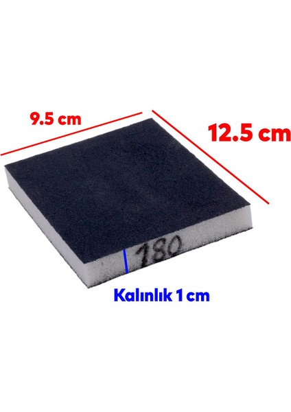 Yassı Sünger Zımpara 9.5 x 12.5 cm Takoz Blok Flex Taşlama Ahşap El Zımparası 180 Kum 1 Adet