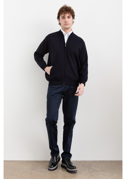 Erkek Hakim Yaka Çelik Örgü Astarlı Yün Mont Lacivert fiyatları