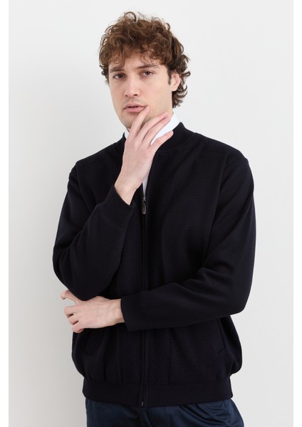 Erkek Hakim Yaka Çelik Örgü Astarlı Yün Mont Lacivert indirimleri