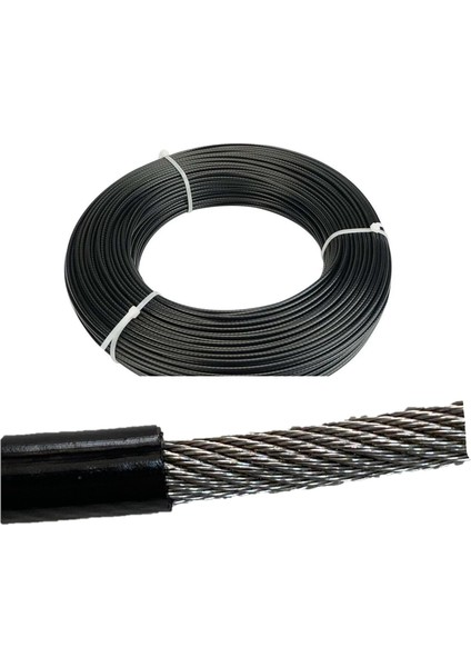Izoleli Çelik Halat Siyah (Orijinal Spor Halatı) 6 mm 10 mt