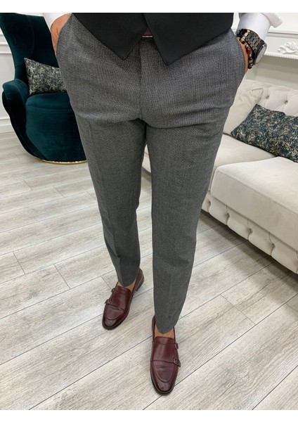 Erkek Kombinli Takım Elbise Kırlangıç Yaka Italyan Kesim Slim Fit Ceket Yelek Pantolon-Lacivert