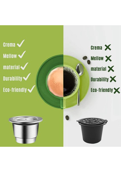 2x Espresso Doldurulabilir Kapsüller Yeniden Kullanılabilir Nespresso Pod Espresso Kahve Pod Paslanmaz Çelik Kapsüller Uyumlu (Yurt Dışından) modelleri