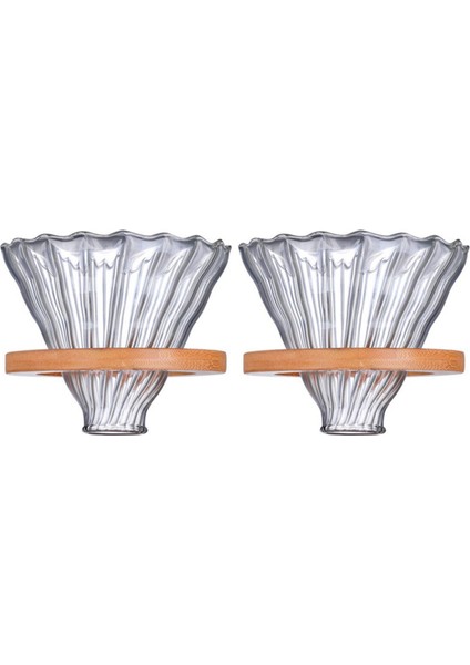 2x Ahşap Kahve Damlatıcı Yeniden Kullanılabilir Filtreler V60 Cam Tarzı Cam Kahve Filtresi Yeniden Kullanılabilir Kahve Hunisi (Yurt Dışından)
