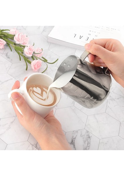 Süt Köpürtücü Fincan Kahve Köpürtme Sürahisi Barista Araçları Fincan Espresso Aksesuarları Latte Sanat Buharda Pişirme Kiti Gümüş (Yurt Dışından) fırsatları