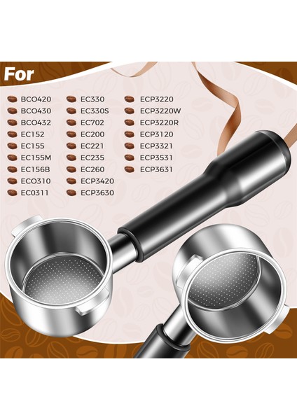 Delonghi ECP3420 EC155 BCO430 EC260 Için 51MM Portafilter, 51MM Dipsiz Portafilter 2 Kulak Yedek Parçalar (Yurt Dışından)