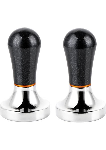 2 Paket 57.5mm Kahve Sabotajı Pratik El Alüminyum Kahve Sabotajı Kahve Makinesi Için Saplı (Siyah) (Yurt Dışından)