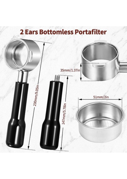 Delonghi ECP3420/EC155/BCO430/EC260 Espresso Makinesi Için Filtre Sepeti ile 2 Kulak 51MM Dipsiz Portafilter (Yurt Dışından)