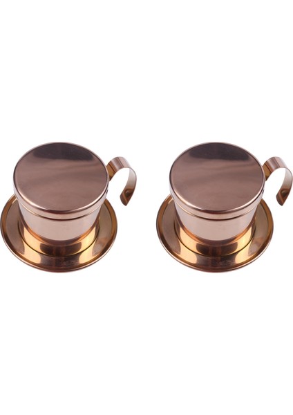 2x Vietnamca Kahve Filtresi Tek Fincan Vietnam El Punch Pot Damla Filtresi Vietnamca Kahve Damla Filtreli Fincan Gül Altın (Yurt Dışından)