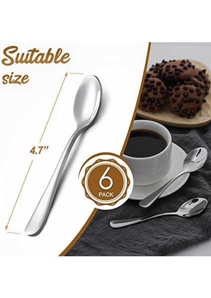 12 Parça Espresso Kaşığı, 4,7 Inç Paslanmaz Çelik Mini Kahve Kaşığı Tatlı Kaşığı (Yurt Dışından)