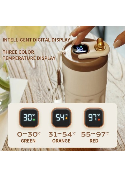 420 ml Dijital Akıllı Kahve Yalıtım Fincan Paslanmaz Çelik LED Sıcaklık Göstergesi Termos Şişe Araba Araç Kupa Gümüş (Yurt Dışından)