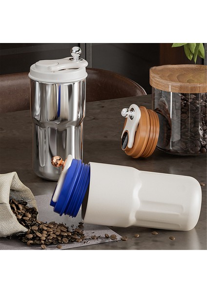 420 ml Dijital Akıllı Kahve Yalıtım Fincan Paslanmaz Çelik LED Sıcaklık Göstergesi Termos Şişe Araba Araç Kupa Gümüş (Yurt Dışından)