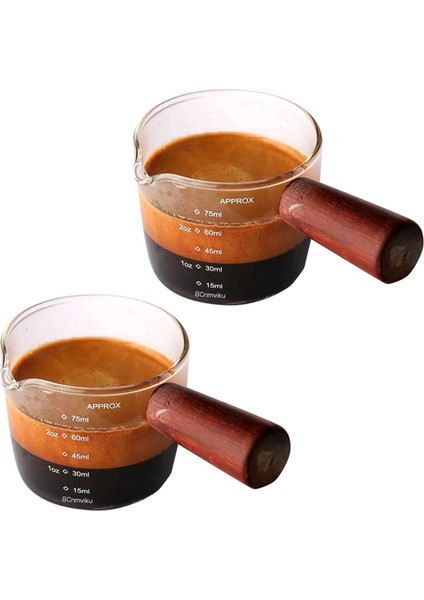 2x Cam Ölçüm Kabı Espresso Shot Bardağı 75ML Üçlü Sürahi Barista Tek Ağızlı Ahşap Saplı (Yurt Dışından) fiyatları