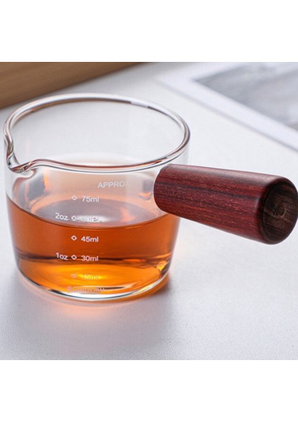 2x Cam Ölçüm Kabı Espresso Shot Bardağı 75ML Üçlü Sürahi Barista Tek Ağızlı Ahşap Saplı (Yurt Dışından) fırsatları