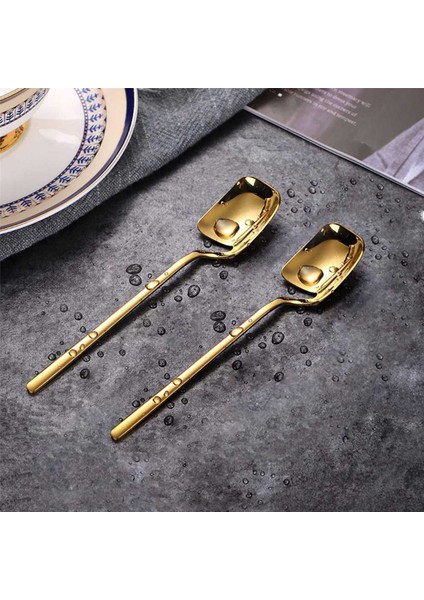 Kahve Kaşıkları, 12 Parça Espresso Kaşığı, 5.6 Inç Paslanmaz Çelik Küçük Kaşık Çay Kaşığı Minik Kaşık (Altın) (Yurt Dışından)