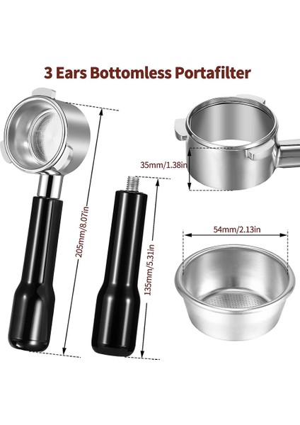 54MM Dipsiz Portafilter, Breville 8 Serisi BES870/880 Parçaları Için Filtre Sepetli 3 Kulaklı Espresso Portafiltre (Yurt Dışından)