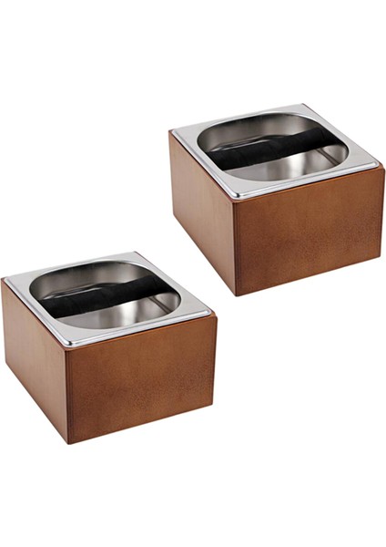 2x Kahve Knock Box Paslanmaz Çelik Ahşap Kahve Telvesi Konteyner Kutusu Barista Kahve Kalıntı Kovası Eziyet Çöp Kutusu (Yurt Dışından) fiyatları