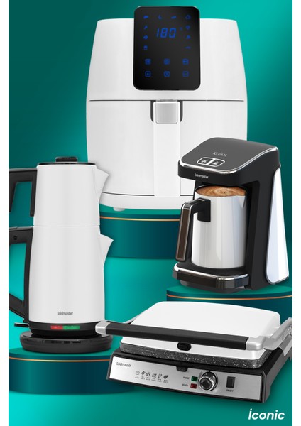 Iconic 15 Parça Airfryer Sıcak Hava Fritöz Avantajlı Elektronik Evlilik Paketi Mutfak Çeyiz Seti