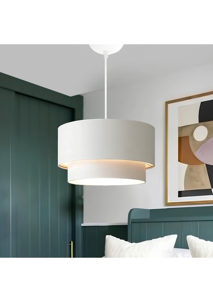 Deko Pasta Beyaz Kumaş Tekli Sarkıt Avize