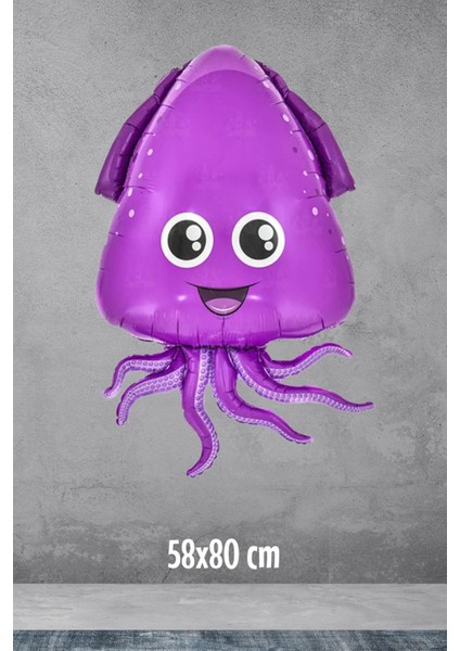 Mor Ahtapot Folyo Balon Deniz Canlıları Gülen Ahtapot Balonu modelleri