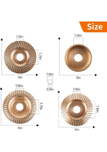 5 Adet Açılı Taşlama Ahşap Oyma Disk Seti, 4 ve 4 1/2 Açılı Taşlama Ekleri 5/8 Inç Çardak, Güdük Öğütücü Aracı (Yurt Dışından)