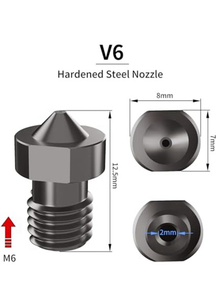 8 Adet Sertleştirilmiş Çelik V6 Meme Kiti, 3D Yazıcı V6 Hotend Ekstruder Nozulları 0.4mm 0.6mm 0.8mm Anycubic I3 Mega (Yurt Dışından)