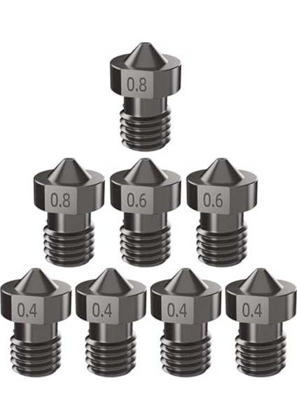 8 Adet Sertleştirilmiş Çelik V6 Meme Kiti, 3D Yazıcı V6 Hotend Ekstruder Nozulları 0.4mm 0.6mm 0.8mm Anycubic I3 Mega (Yurt Dışından)