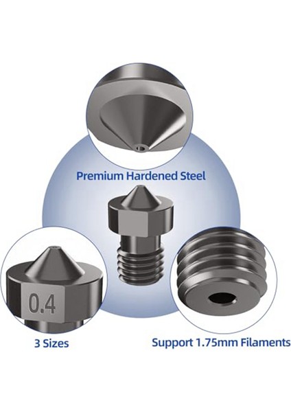 8 Adet Sertleştirilmiş Çelik V6 Meme Kiti, 3D Yazıcı V6 Hotend Ekstruder Nozulları 0.4mm 0.6mm 0.8mm Anycubic I3 Mega (Yurt Dışından)