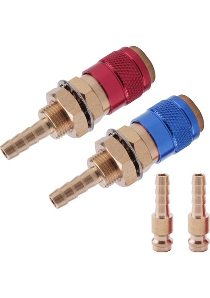 2 Adet 6mm Su Soğutmalı Hava Soğutmalı Gaz Su Adaptörü Hızlı Bağlantı Bağlantısı Mıg Tıg Kaynak Torç Fişi, Mavi + Kırmızı (Yurt Dışından)