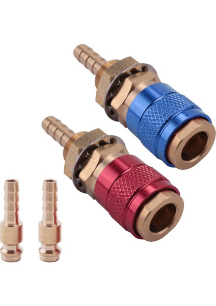 2 Adet 6mm Su Soğutmalı Hava Soğutmalı Gaz Su Adaptörü Hızlı Bağlantı Bağlantısı Mıg Tıg Kaynak Torç Fişi, Mavi + Kırmızı (Yurt Dışından)