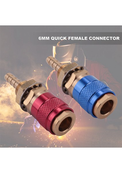 2 Adet 6mm Su Soğutmalı Hava Soğutmalı Gaz Su Adaptörü Hızlı Bağlantı Bağlantısı Mıg Tıg Kaynak Torç Fişi, Mavi + Kırmızı (Yurt Dışından)