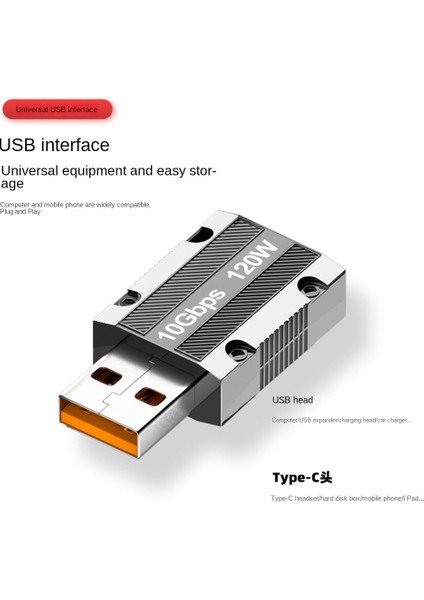 120 W Çinko Alaşım Tip C USB Otg Adaptörü 10 Gbps USB Erkek Usb-C Dişi Konnektör Telefon iPad Macbook Adaptador (Yurt Dışından)