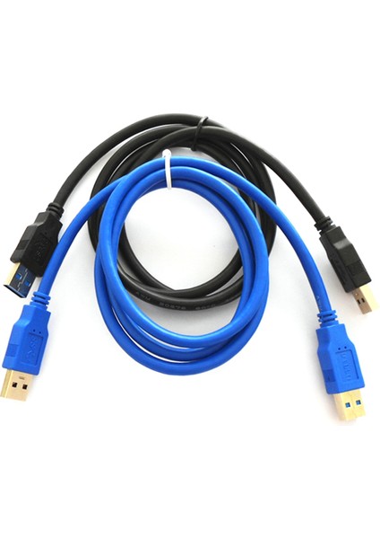 2 Parça Usb3.0 Erkek-Erkek Veri Kablosu Am - Am Od5.5 Sabit Sürücü Uzatma Kablosu (Mavi ve Siyah) (Yurt Dışından)