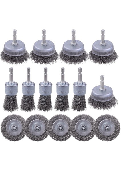 15 Paket Karbon Çelik Tel Tekerlek Fırçası, Fincan Fırçası, Pas Sökme, Korozyon ve Ovma Yüzeyleri Için Kalem Fırça Seti (Yurt Dışından)