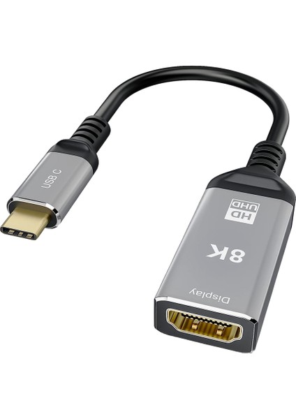 USB C - HDMI Uyumlu Adaptör 4K 120HZ,8K 60HZ USB Type C - HDMI Uyumlu 2.1 Adaptör Desteği 48 Gbps Aktarım Hızı (Yurt Dışından)