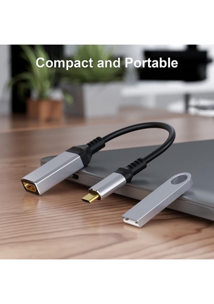 USB C - HDMI Uyumlu Adaptör 4K 120HZ,8K 60HZ USB Type C - HDMI Uyumlu 2.1 Adaptör Desteği 48 Gbps Aktarım Hızı (Yurt Dışından)