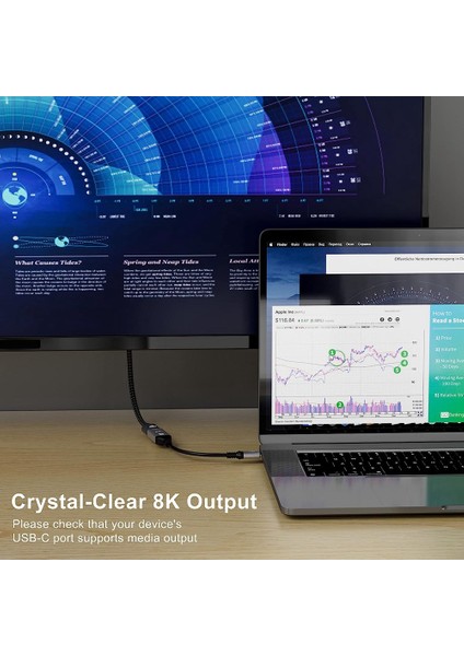 USB C - HDMI Uyumlu Adaptör 4K 120HZ,8K 60HZ USB Type C - HDMI Uyumlu 2.1 Adaptör Desteği 48 Gbps Aktarım Hızı (Yurt Dışından)